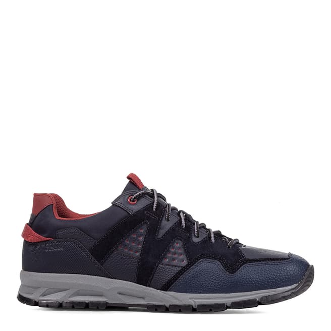 Geox Navy Suede and Textile Delray Sneakers