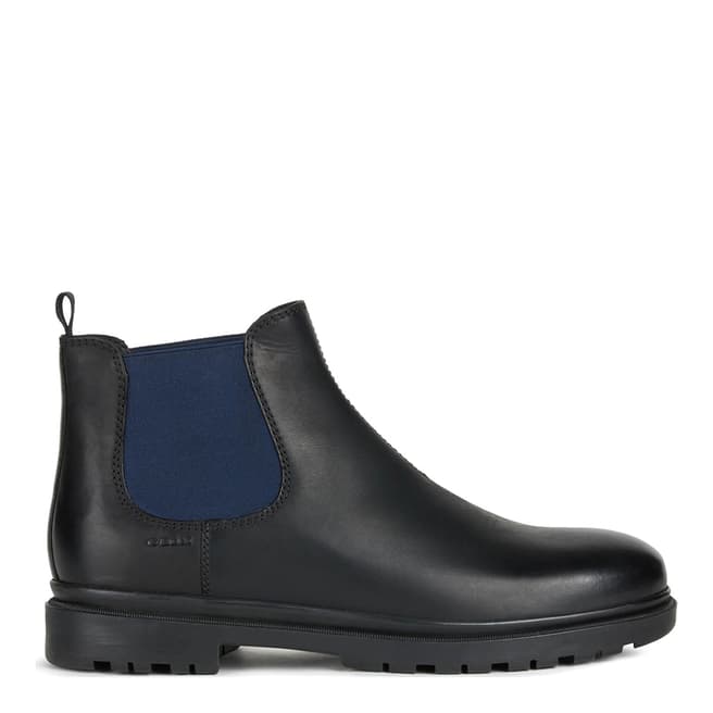 Geox Black and Navy Leather Chelsea Boots