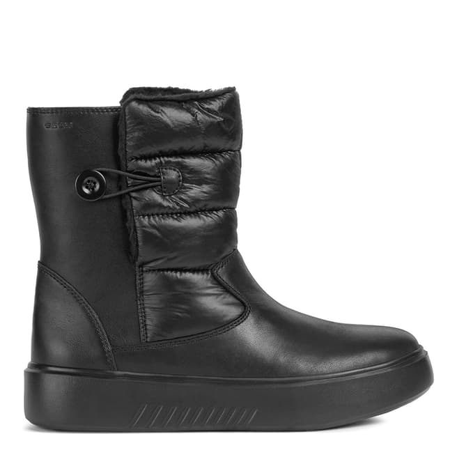 Geox Black Leather Faux Fur Lined Ankle Boots