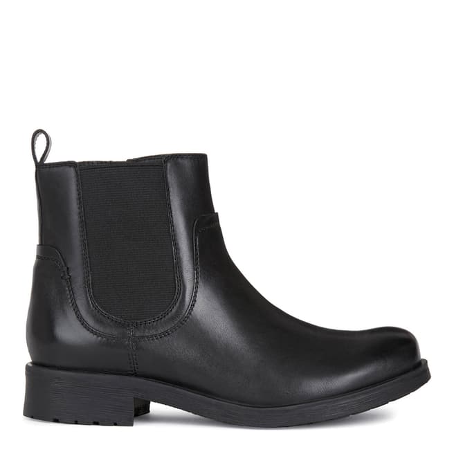 Geox Black Leather Chelsea Style Ankle Boots