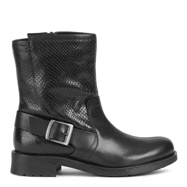 Geox Black Snake Effect Rawelle Ankle Boots