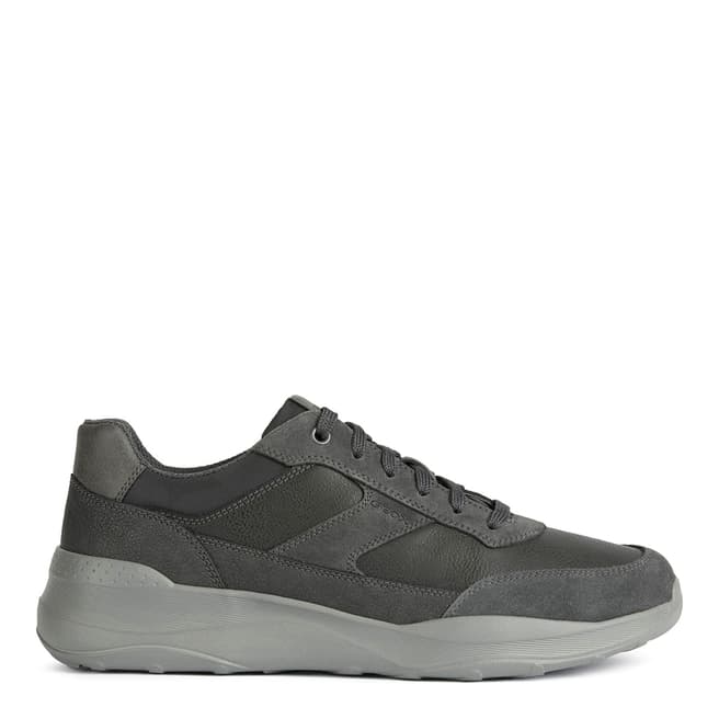 Geox Grey Allenio Leather and Suede Sneakers