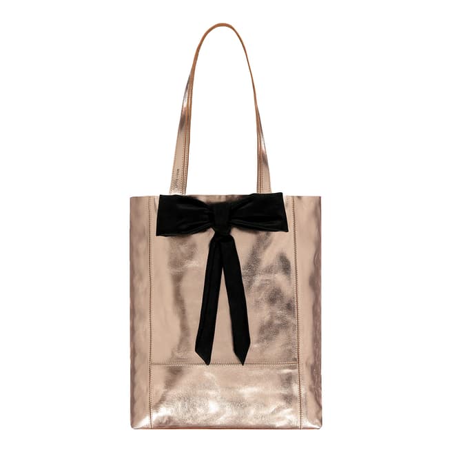 Brix and Bailey Rose Gold Bow Front Leather Tote Bag