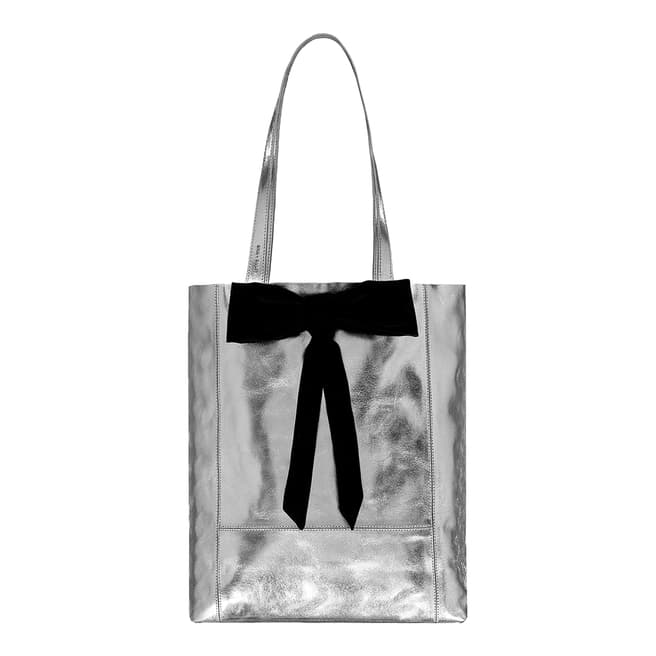 Brix and Bailey Silver Bow Front Leather Tote Bag
