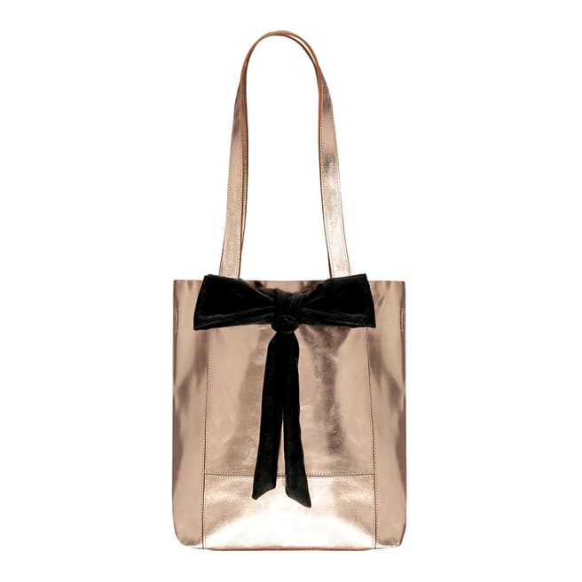 Brix and Bailey Rose Gold Small Bow Leather Tote Bag