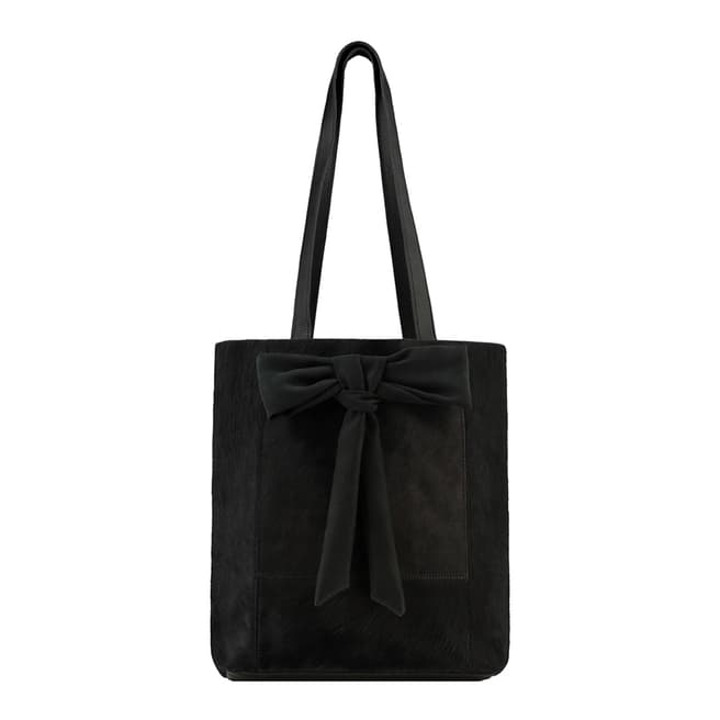Brix and Bailey Black Small Bow Leather Tote Bag