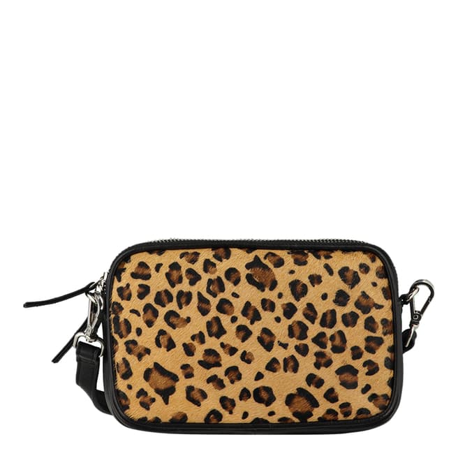 Brix and Bailey Leopard Print Leather Cross Body Bag