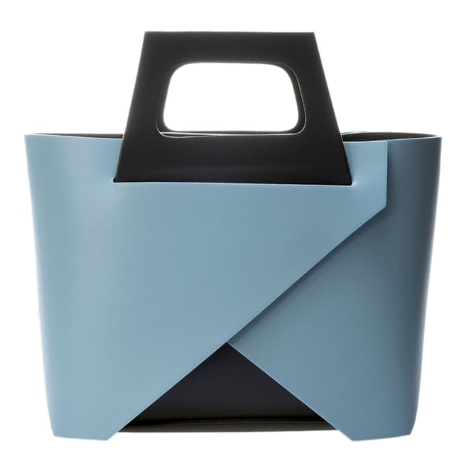 Markese Pale Blue Leather Top Handle Bag