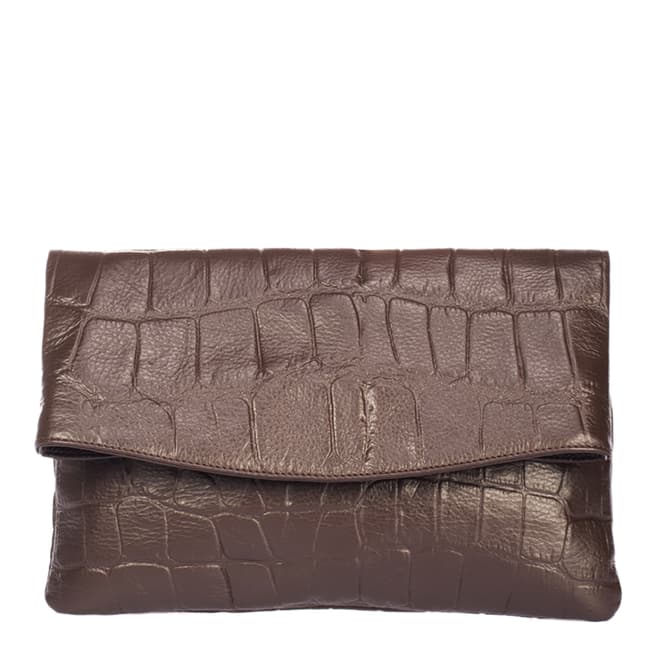 Massimo Castelli Brown Leather Clutch Bag