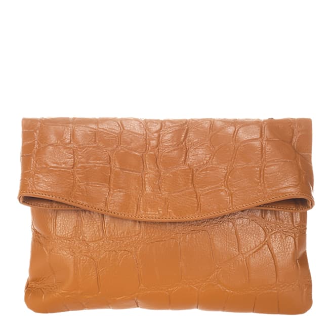 Massimo Castelli Cognac Leather Clutch Bag