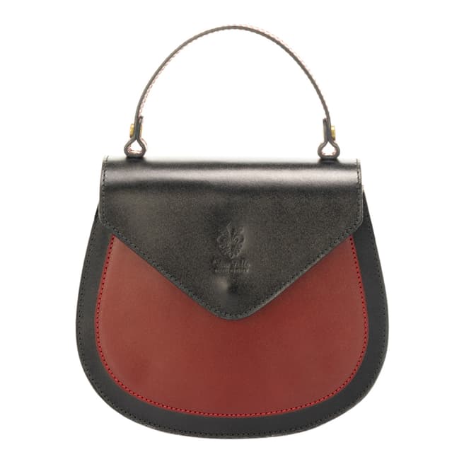 Massimo Castelli Black/Red Leather Top Handle Bag