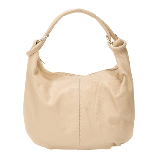 Giulia Massari Taupe Leather Top Handle Bag