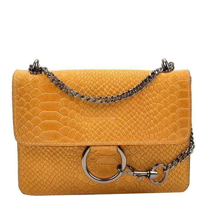 Carla Ferreri Yellow Leather Shoulder/Crossbody Bag