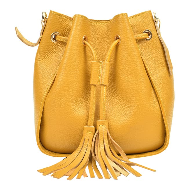 Carla Ferreri Yellow Leather Crossbody Bag