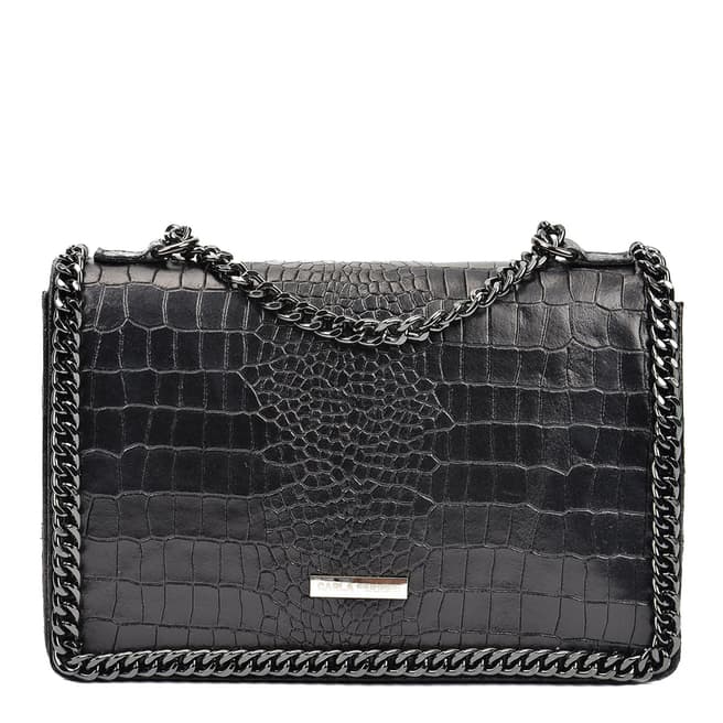 Carla Ferreri Black Leather Shoulder/Crossbody Bag