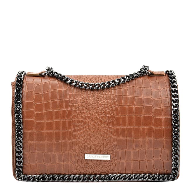 Carla Ferreri Cognac Leather Shoulder/Crossbody Bag