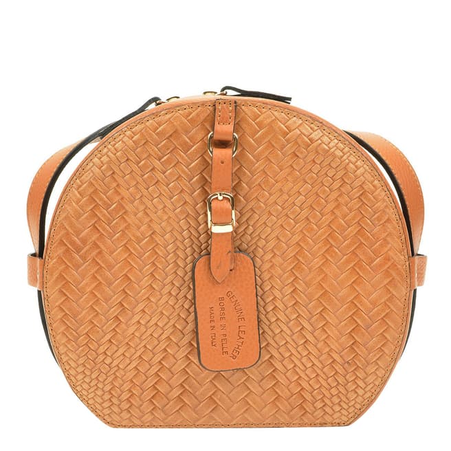 Roberta M Cognac Leather Crossbody Bag