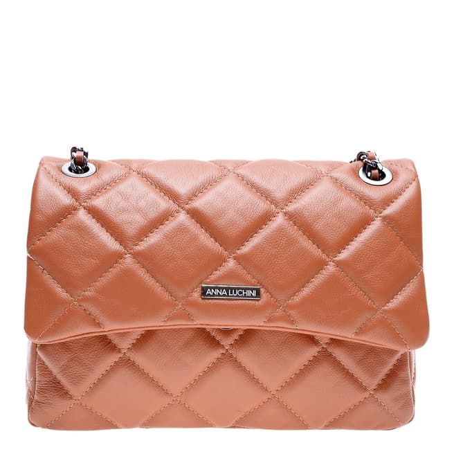 Anna Luchini Cognac Leather Shoulder/Crossbody Bag