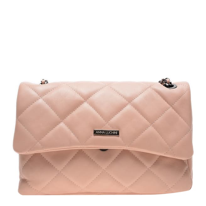 Anna Luchini Pink Leather Shoulder/Crossbody Bag
