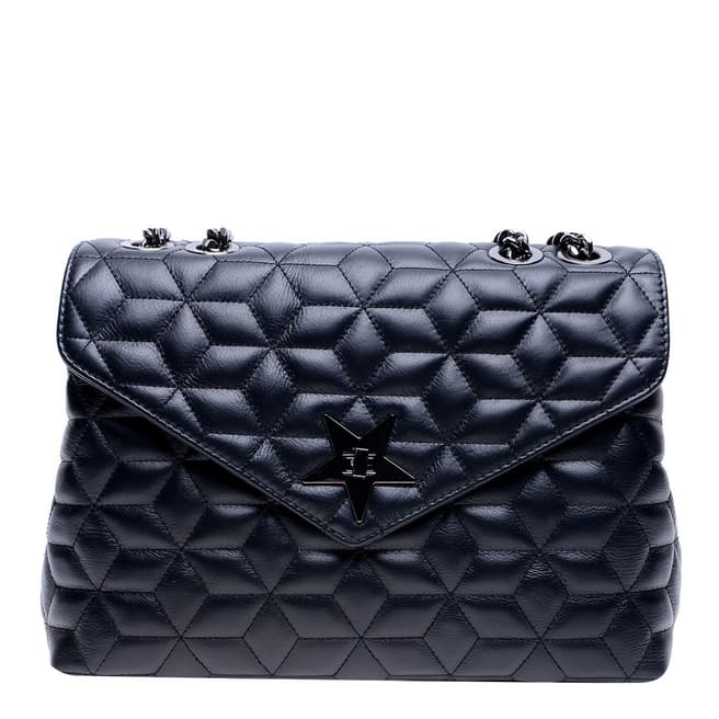 Roberta M Black Leather Shoulder/Crossbody Bag