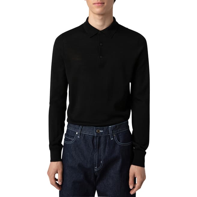 HUGO Black San Giovanni Wool Blend Polo Shirt