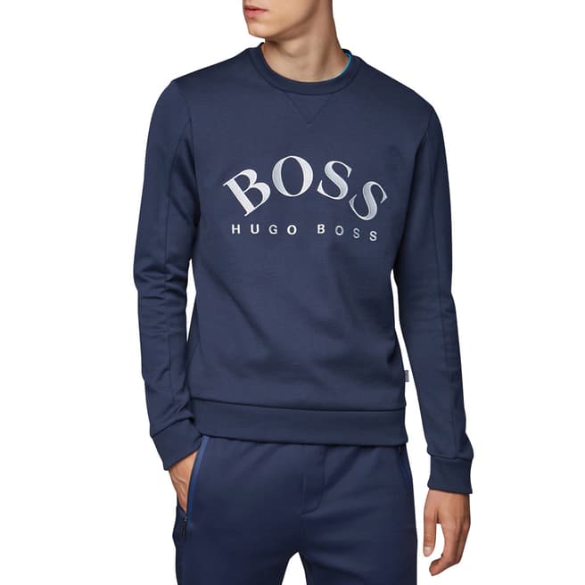 BOSS Navy Salbo Logo Sweatshirt