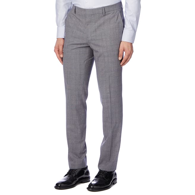 HUGO Grey Check Getlin Wool Blend Stretch Suit Trousers