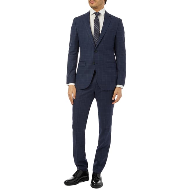 BOSS Blue Check Novan/Ben Wool Suit