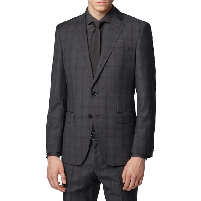BOSS Dark Grey Check Huge Wool Suit Jacket