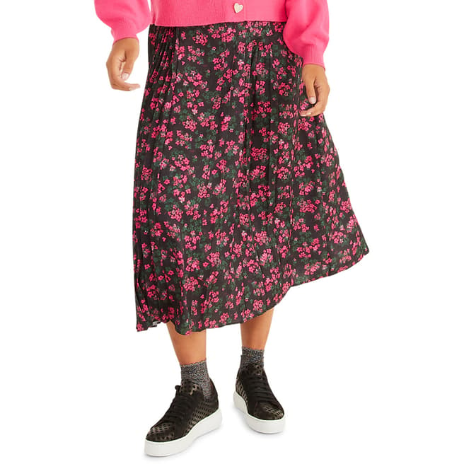 Oliver Bonas Pink Ditsy Pleated Midi Skirt