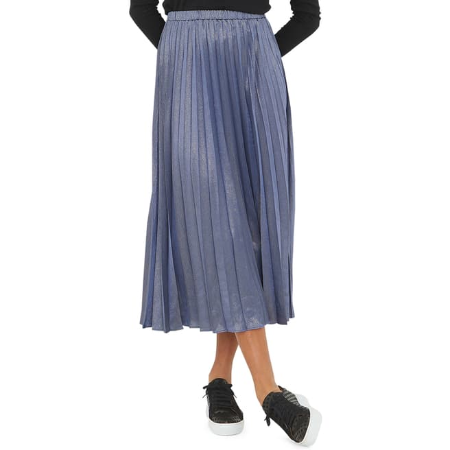 Oliver Bonas Blue Long Pleat Sparkle Skirt