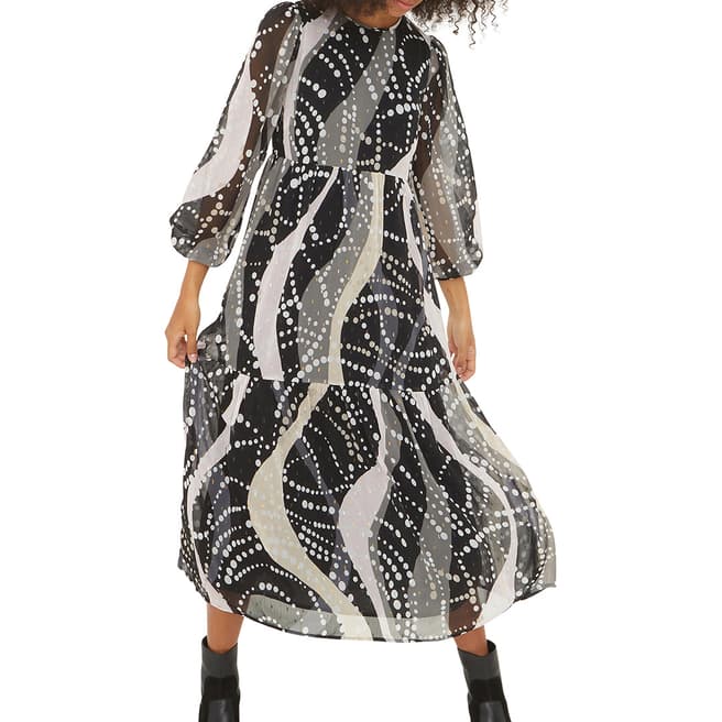Oliver Bonas Black Abstract Spot Sparkle Dress