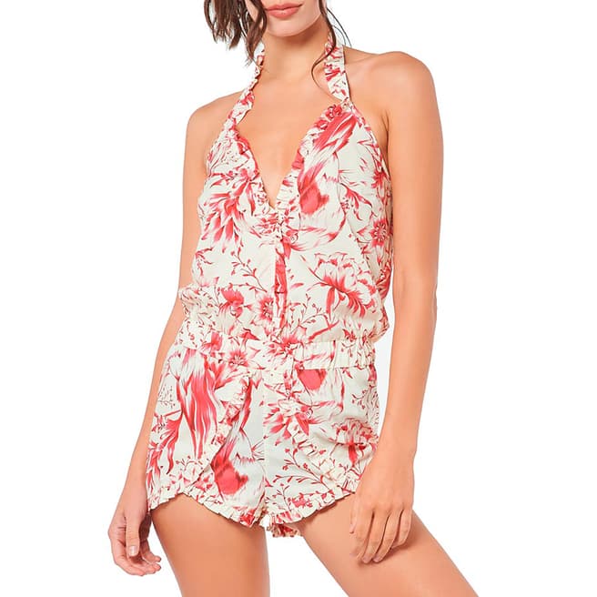 The Lazy Poet Olivia Tropical Paradise Red Romper