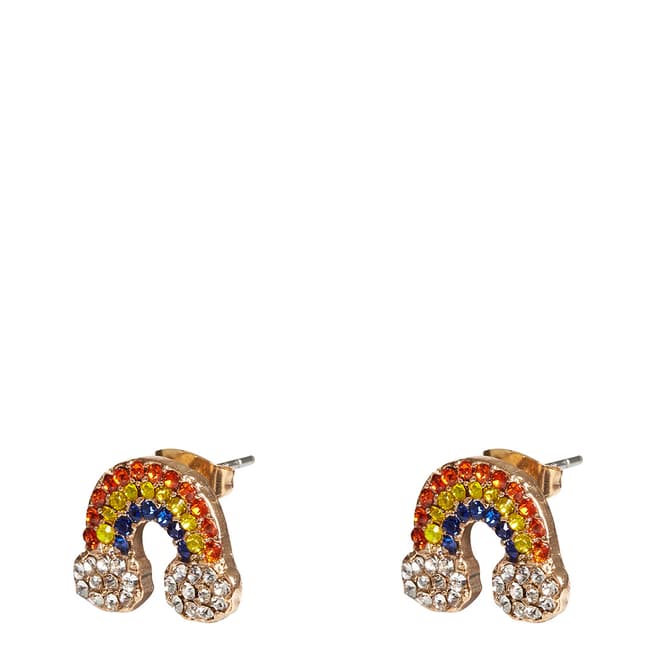 Oliver Bonas Multi Rainbow and Cloud Stone Stud Earrings