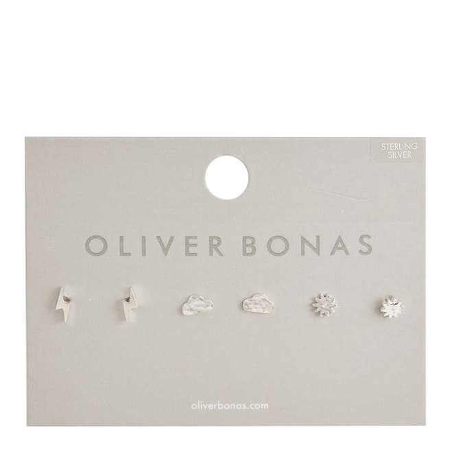 Oliver Bonas Silver Sky Stud Earring Pack
