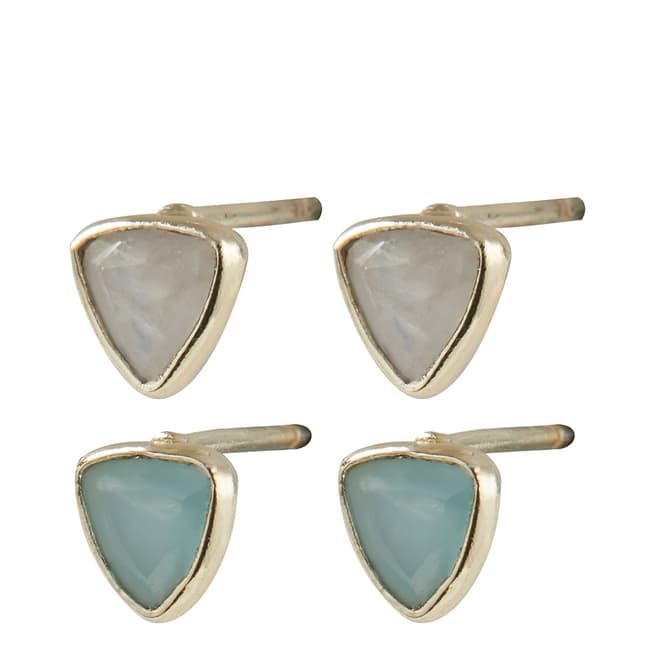 Oliver Bonas Multi Ava Triangular Stone Stud Earrings 4 Pack