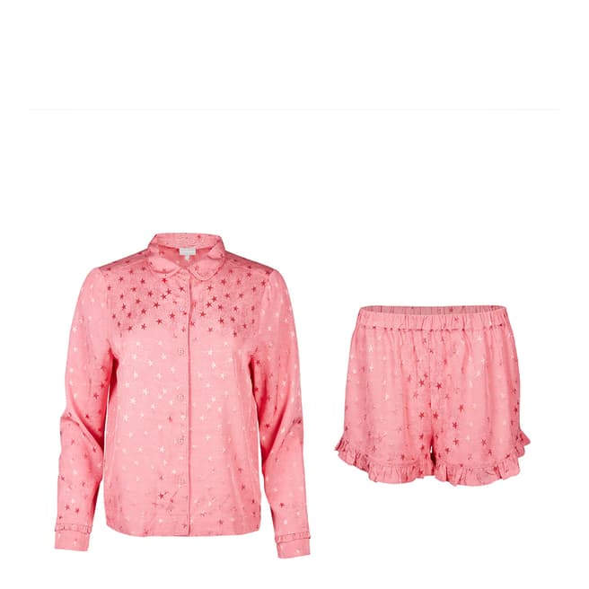Oliver Bonas Pink Star Jacquard Pyjama Set