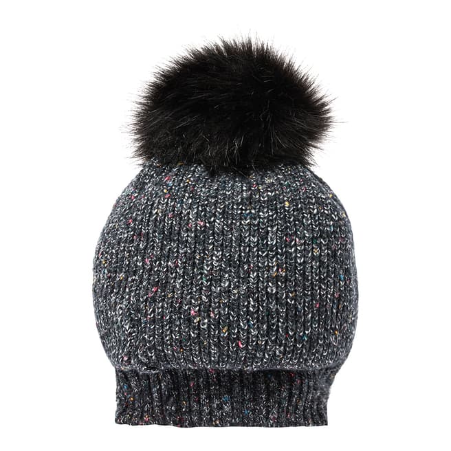Oliver Bonas Black Neppy Neon Knitted Hat with Pom