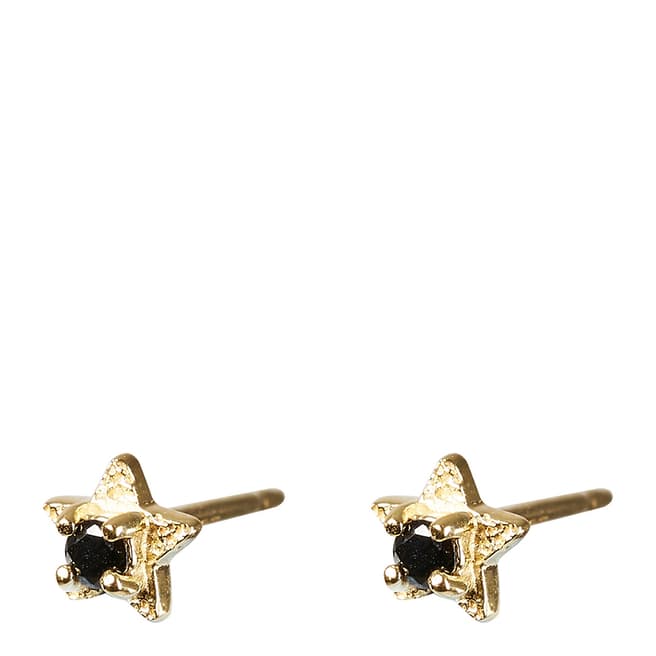 Oliver Bonas Gold Black Star Stud Earrings