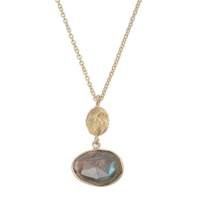 Oliver Bonas Grey Lumi Textured Oval and Stone Necklace