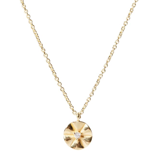 Oliver Bonas Gold Peyton Faceted Disc and Stone Necklace