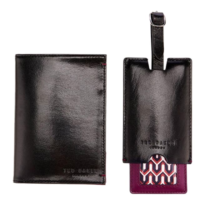 Ted Baker Black Chuckle Passport And Luggage Gift Set