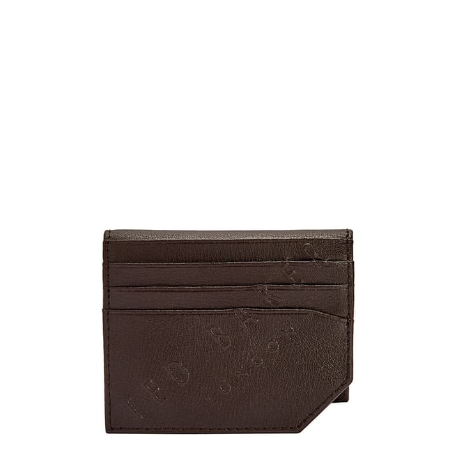 Ted Baker Chocolate Wuncard Embossed Leather Cardholder
