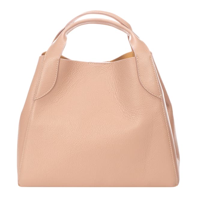 Giulia Massari Blush Leather Top Handle Bag