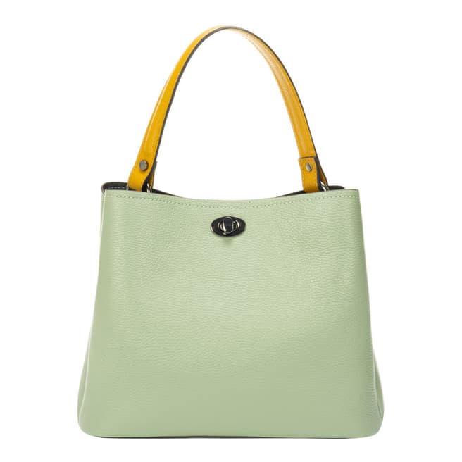 Markese Mint/Yellow Leather Shoulder Bag
