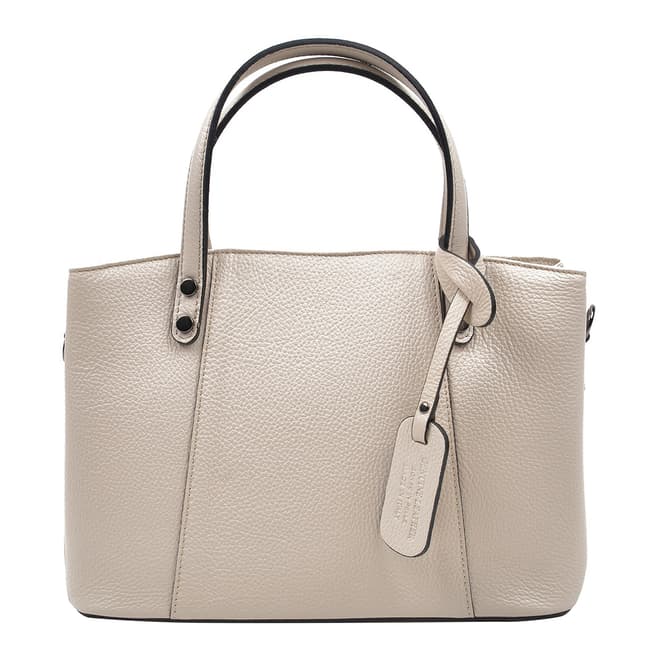 Anna Luchini Beige Leather Top Handle Bag