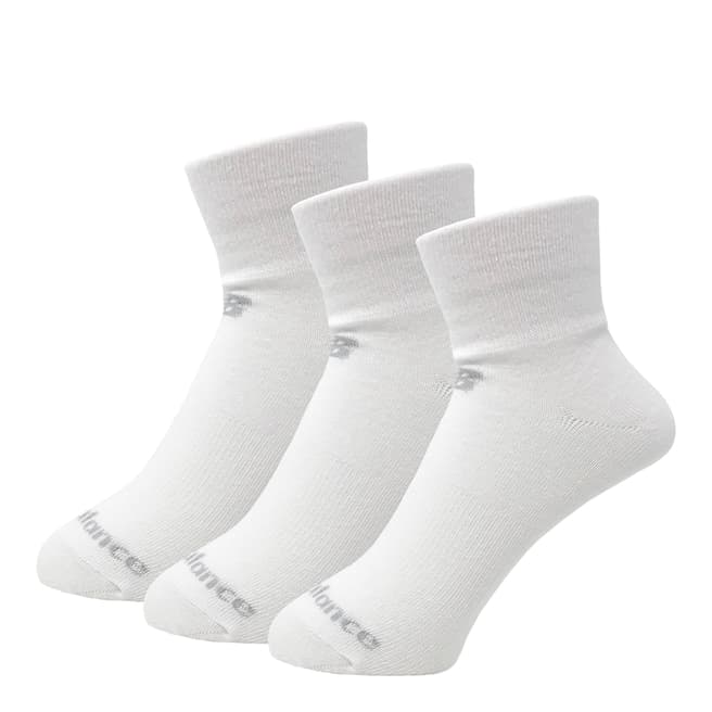 New Balance White 3 Pack Performance Cotton Flat Knit Ankle Socks