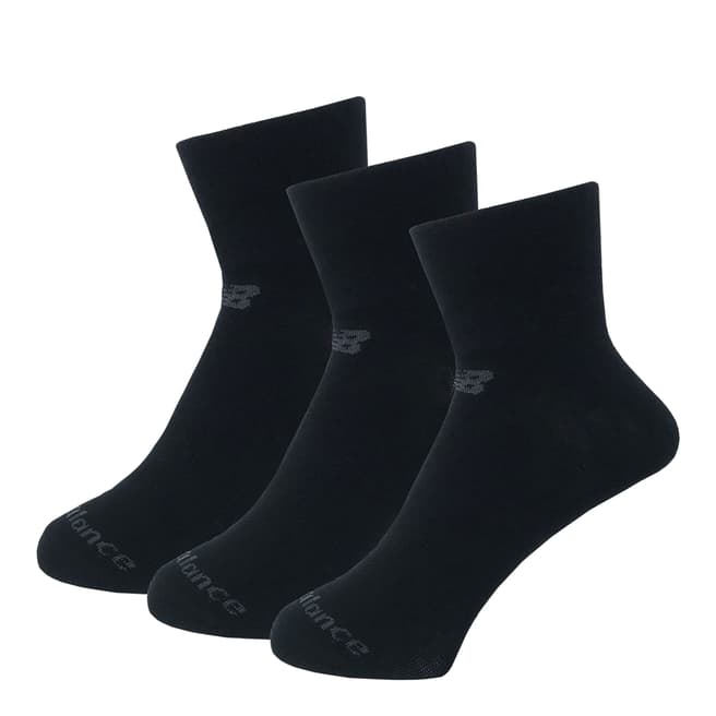 New Balance Black 3 Pack Performance Cotton Flat Knit Ankle Socks