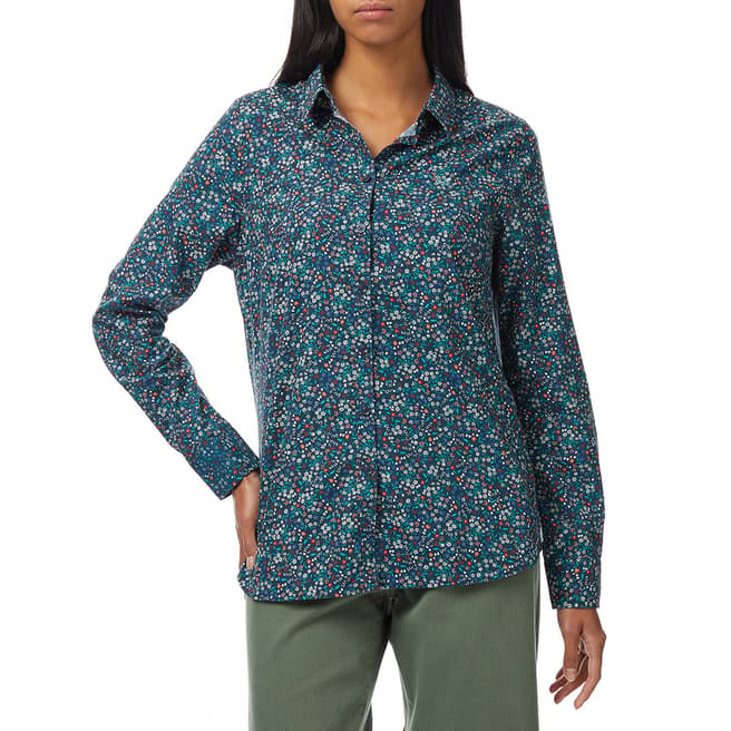 Crew Clothing Blue Floral Printed Cotton Shirt 