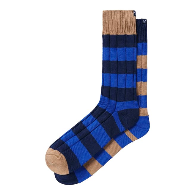 Crew Clothing Navy/Blue/Almond 2 Pack Rugby Socks
